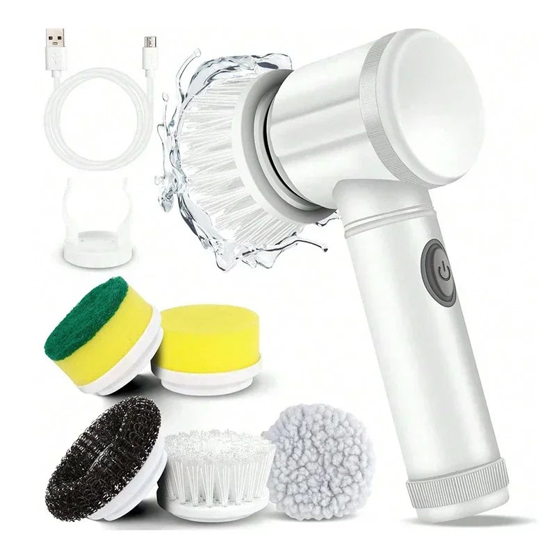 Electric Spin Scrubber Cordless with 5 Replaceable Brush Heads
