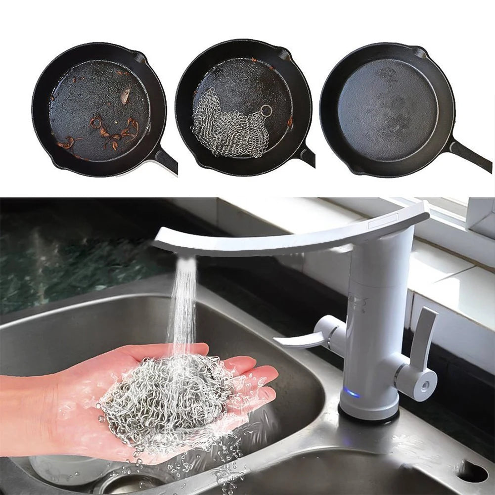 Cast Iron Cleaner Stainless Steel Pot Cleaning Scrubber