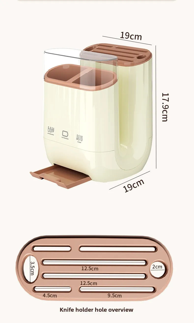Storage rack with integrated knife holder
