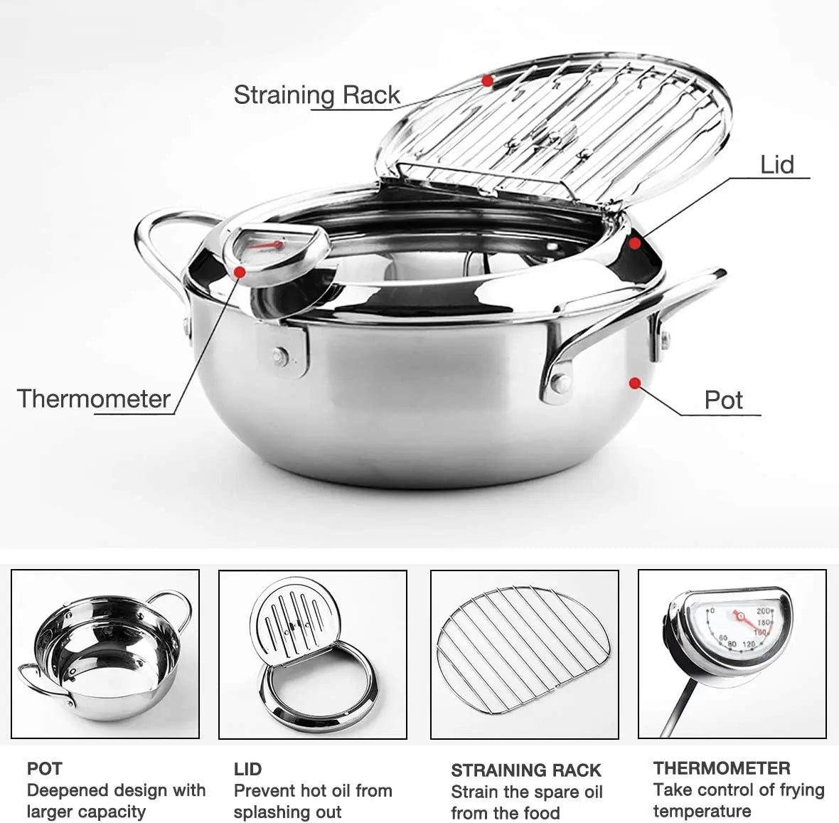Tempura Fryer with a Thermometer