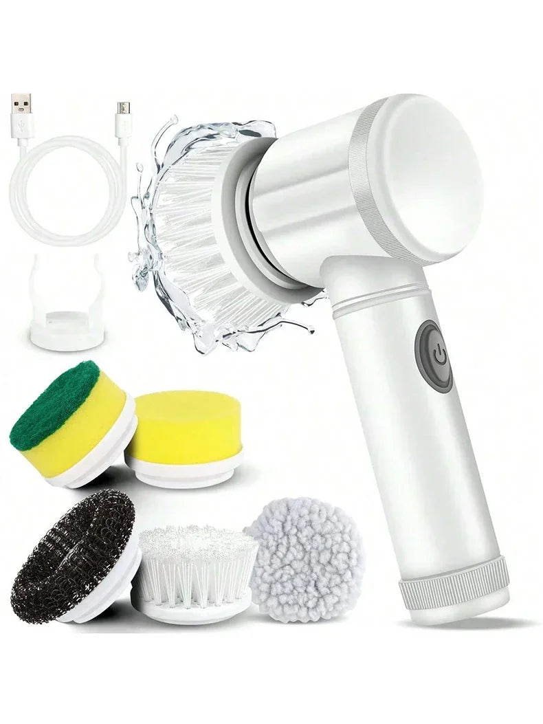 Electric Spin Scrubber Cordless with 5 Replaceable Brush Heads