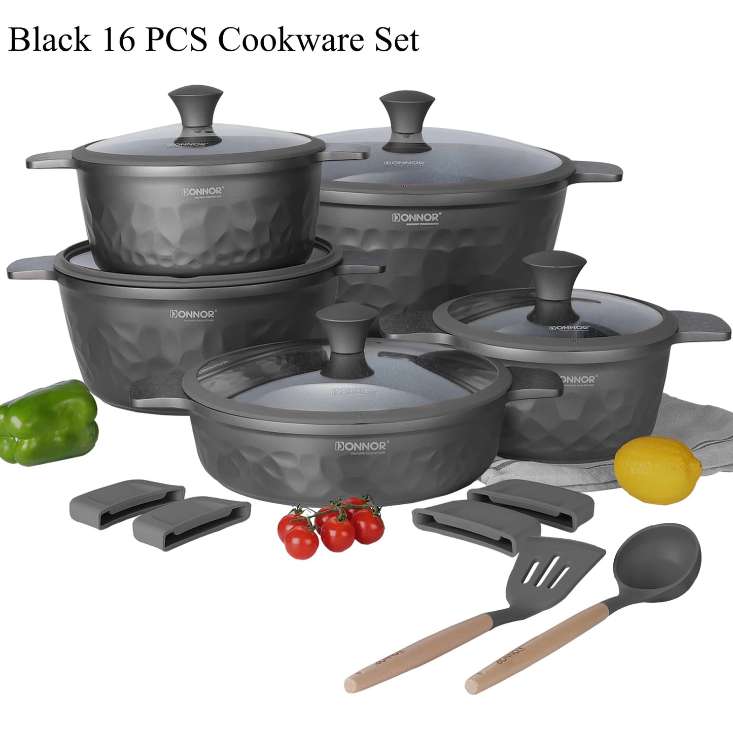 DONNOR 12 Pcs Non Stick Pots and Pans Set