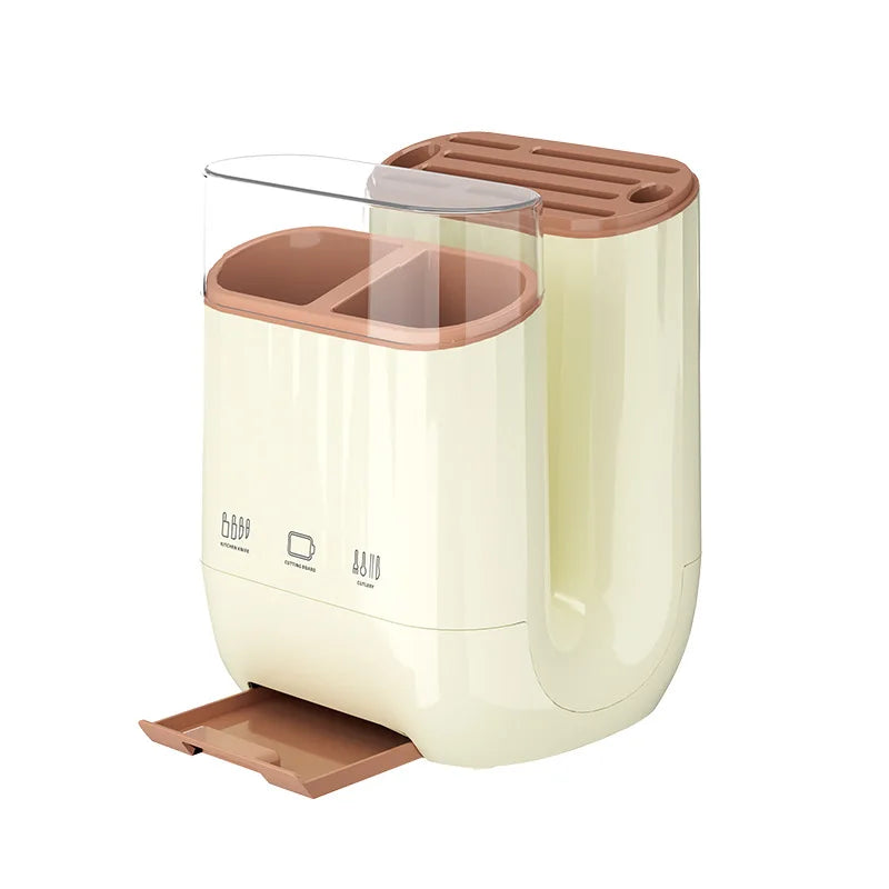 Storage rack with integrated knife holder