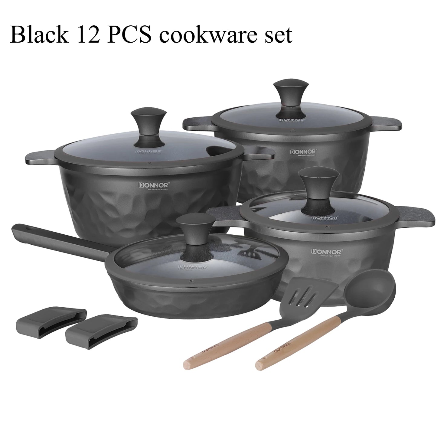 DONNOR 12 Pcs Non Stick Pots and Pans Set