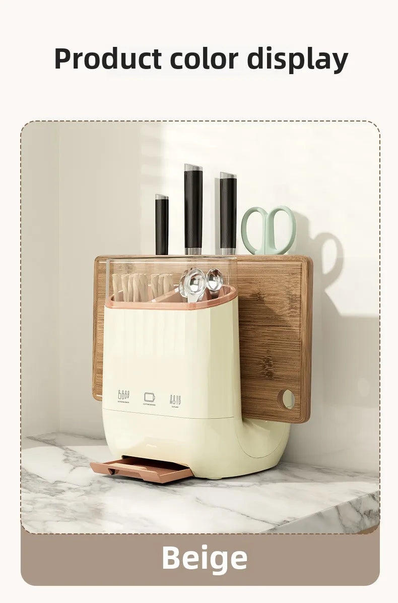 Storage rack with integrated knife holder