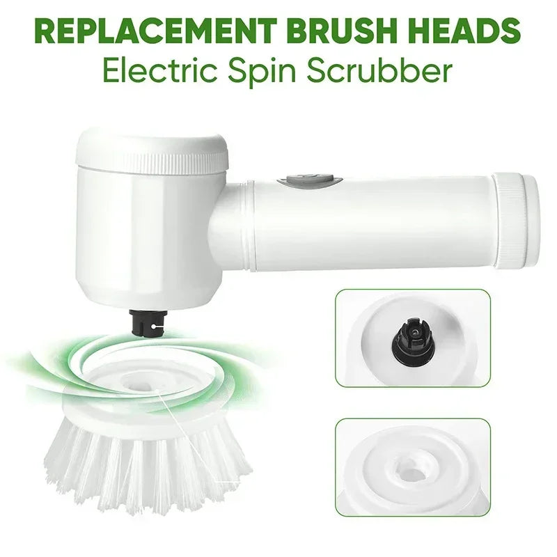 Electric Spin Scrubber Cordless with 5 Replaceable Brush Heads