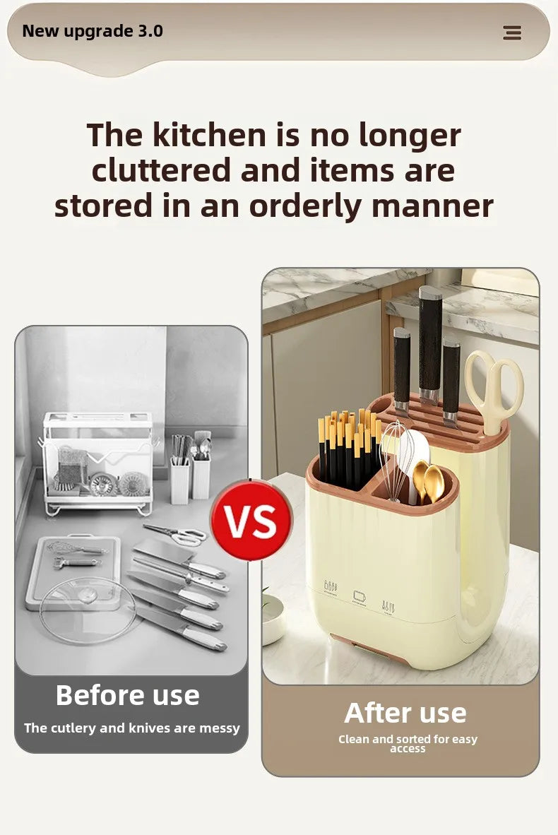Storage rack with integrated knife holder