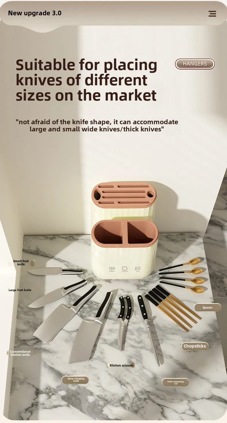 Storage rack with integrated knife holder