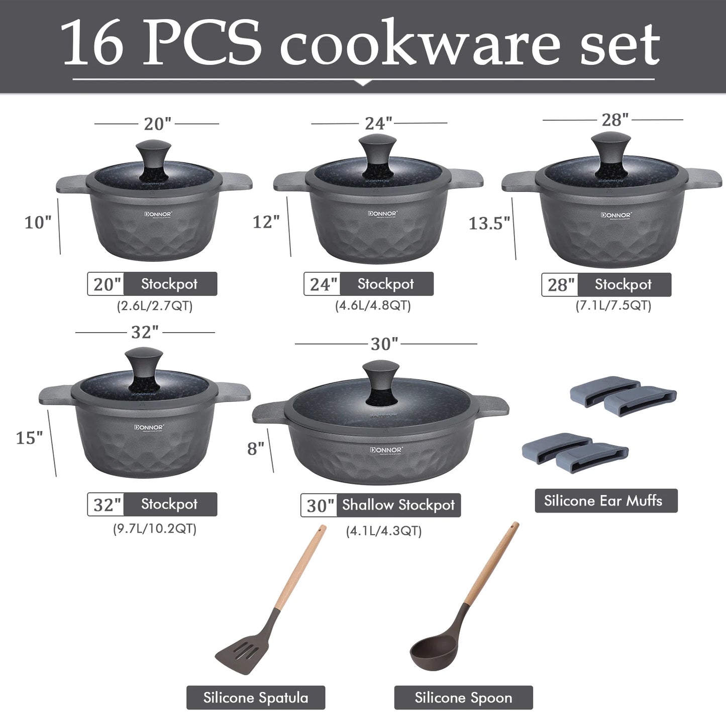 DONNOR 12 Pcs Non Stick Pots and Pans Set