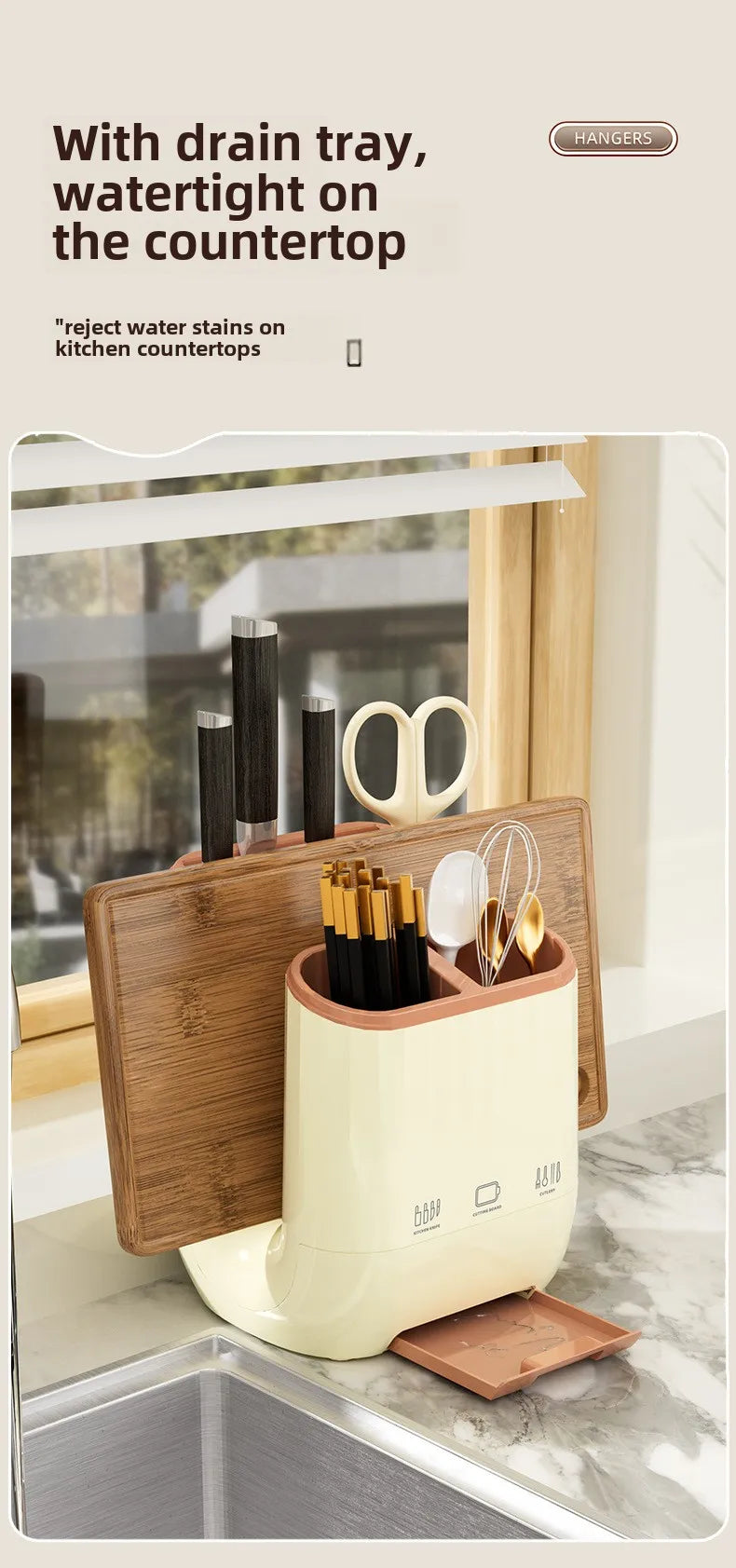 Storage rack with integrated knife holder