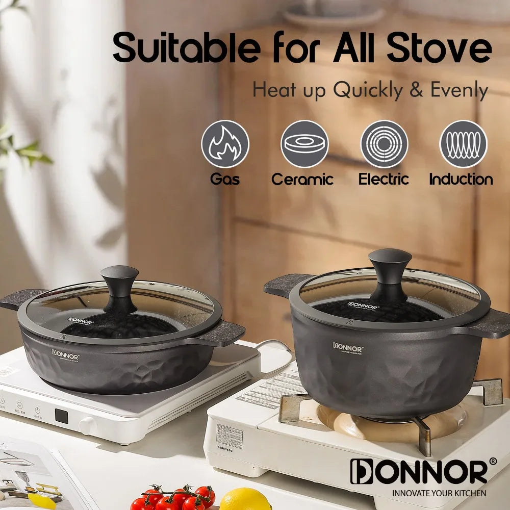 DONNOR 12 Pcs Non Stick Pots and Pans Set