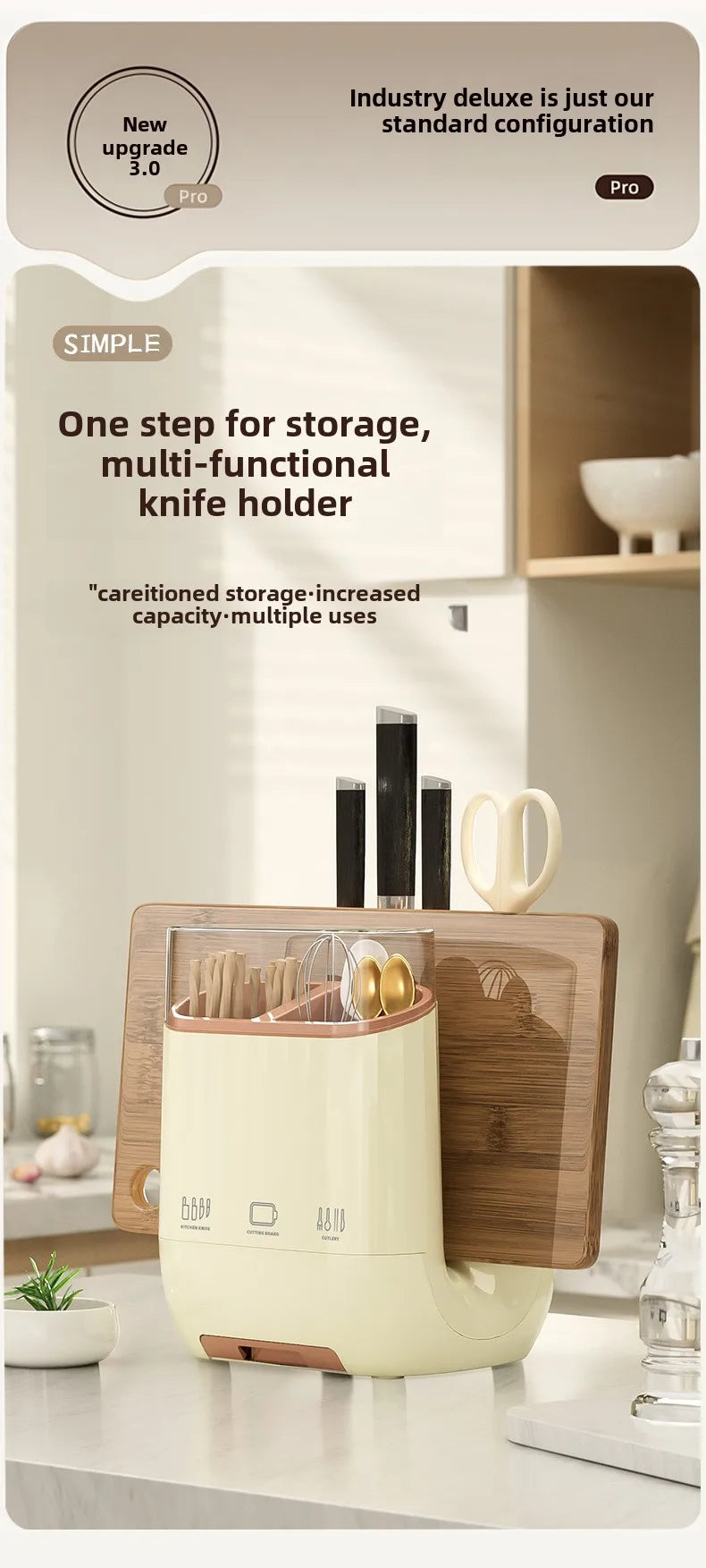 Storage rack with integrated knife holder