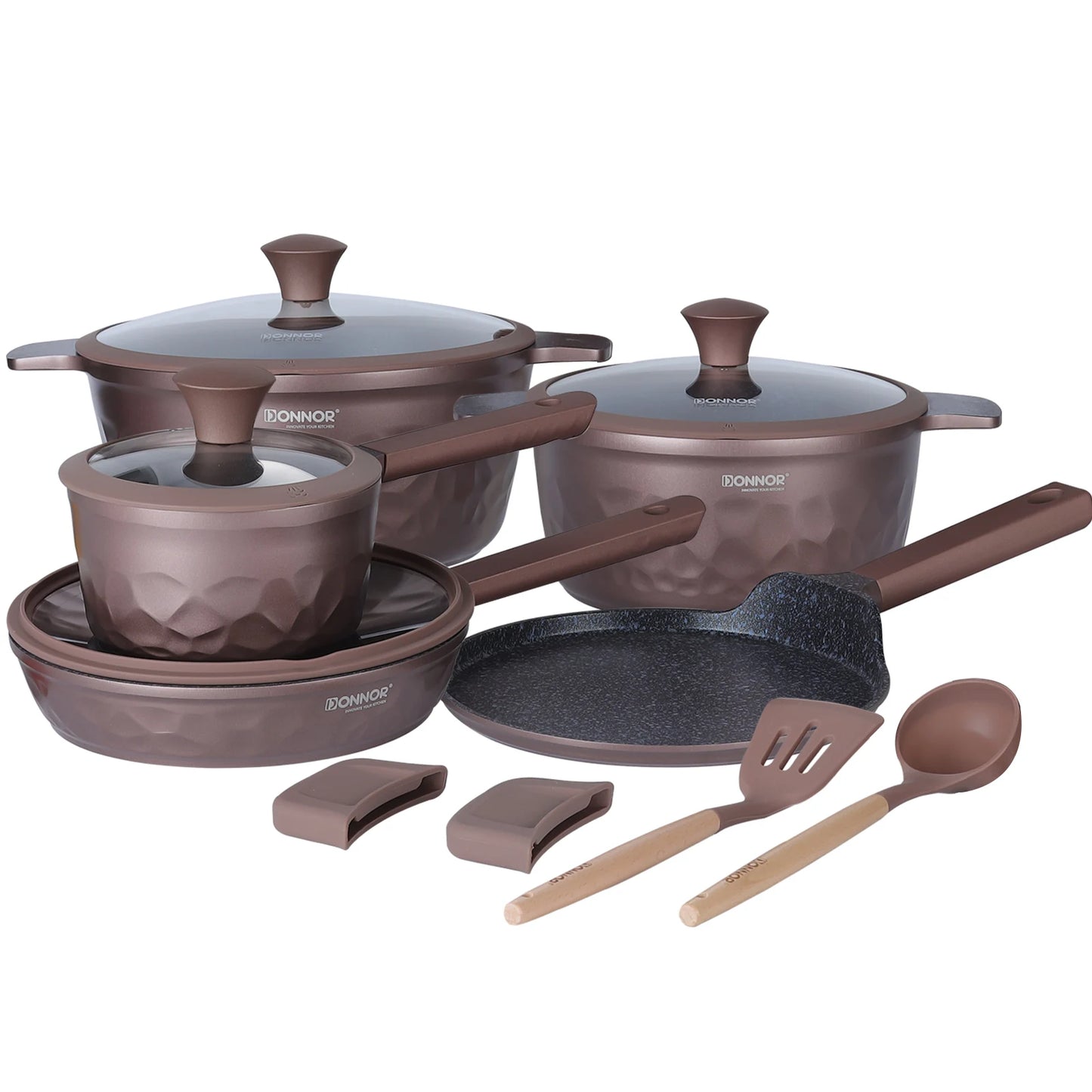 DONNOR 12 Pcs Non Stick Pots and Pans Set