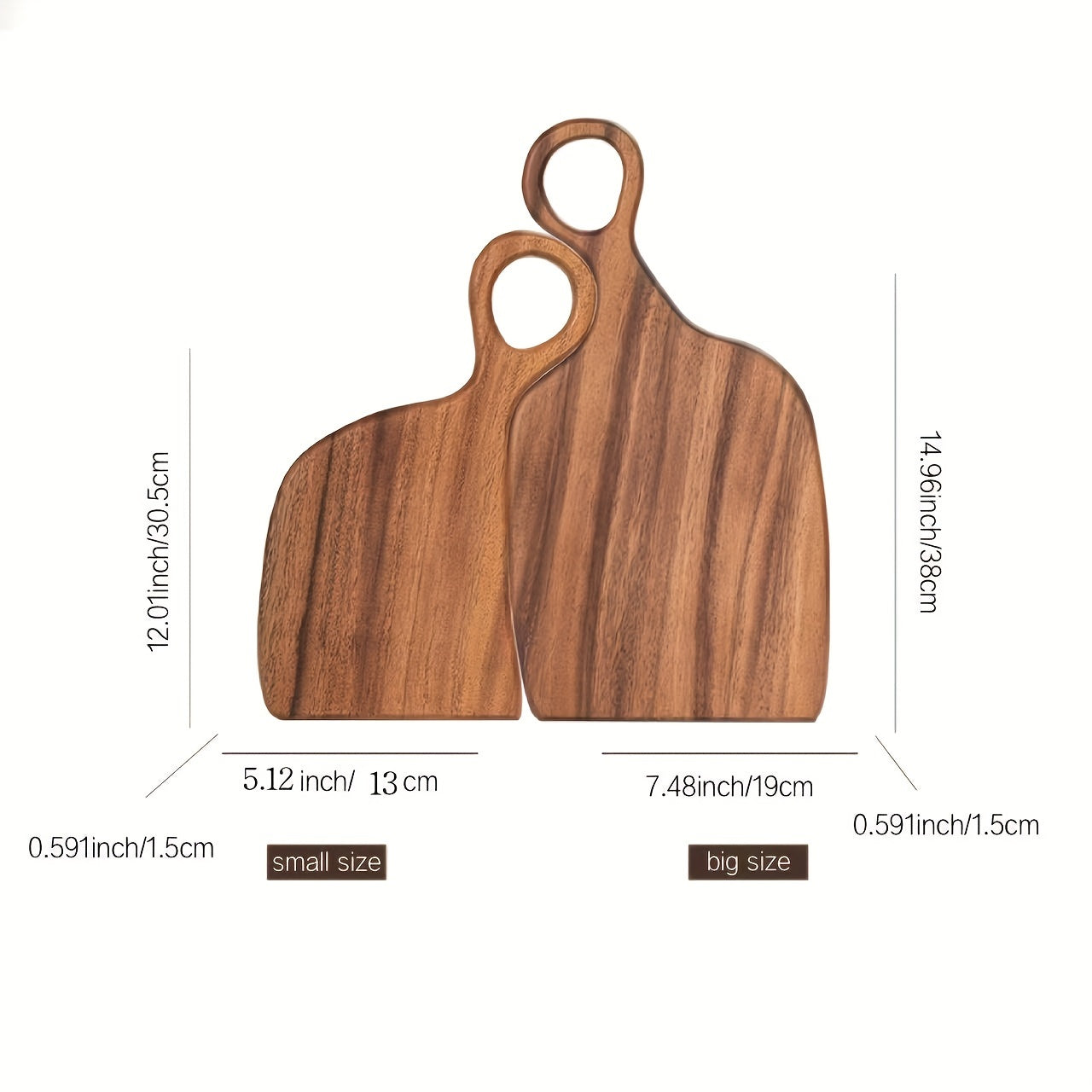 1PC Acacia Wood Couple Cutting Board
