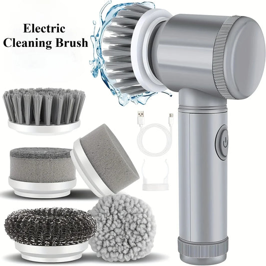 Electric Spin Scrubber Cordless with 5 Replaceable Brush Heads