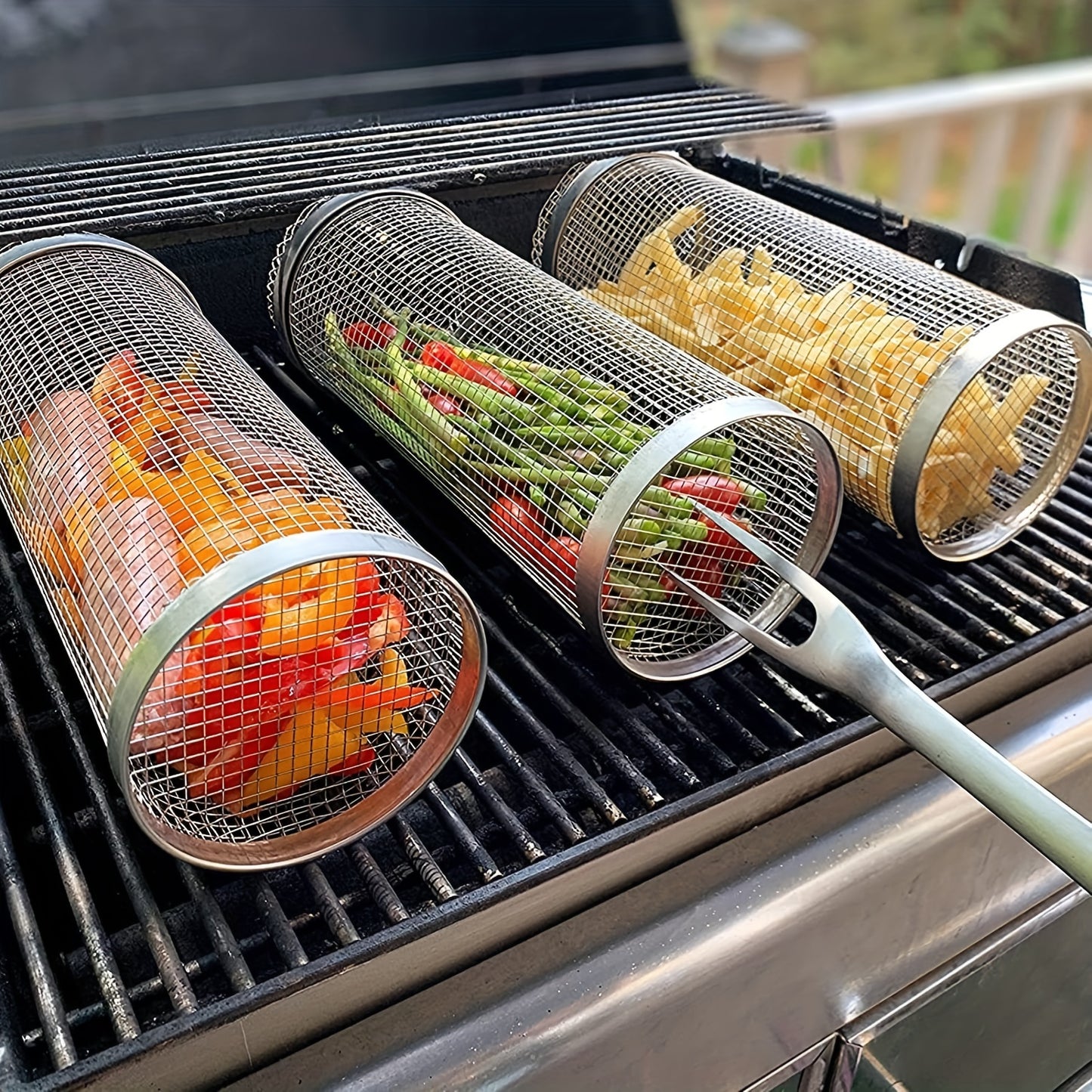 BBQ Rolling Grill Basket